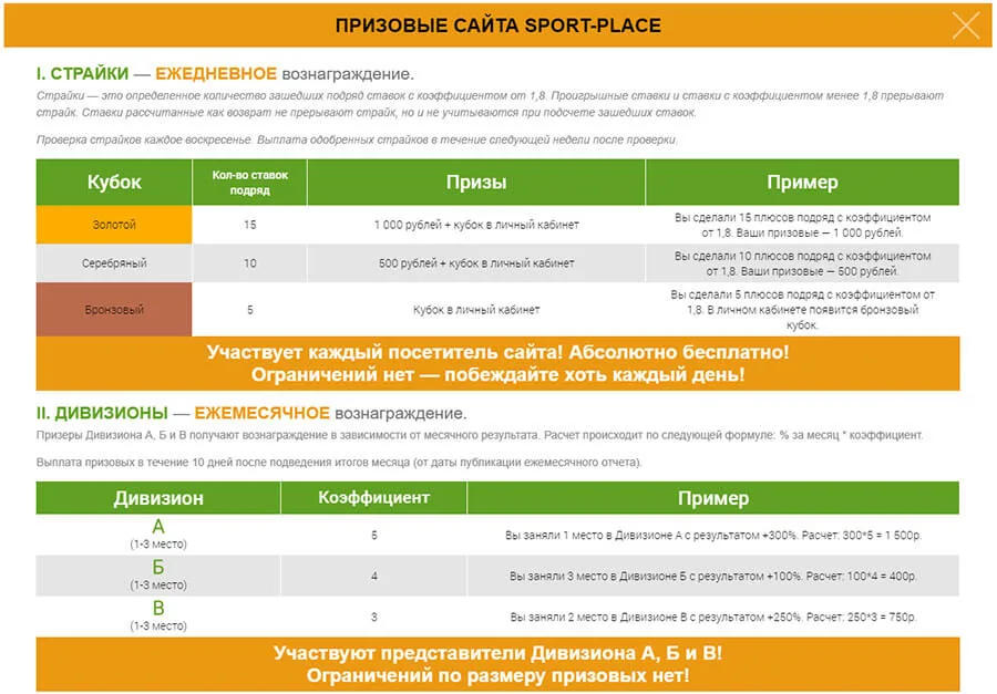 Призы от Sport-place