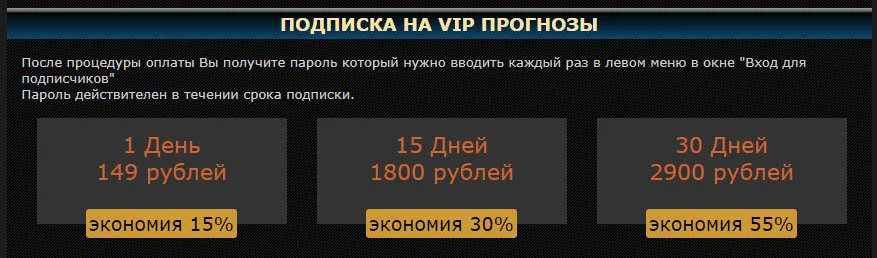 Цены платных прогнозов