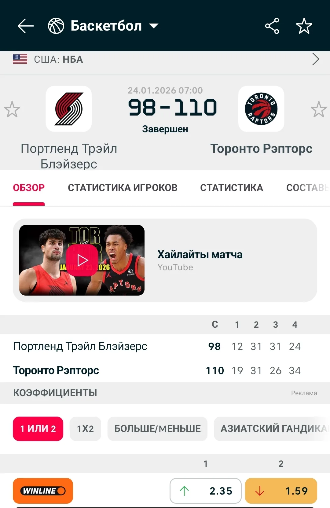 Ставки на баскетбол по четвертям