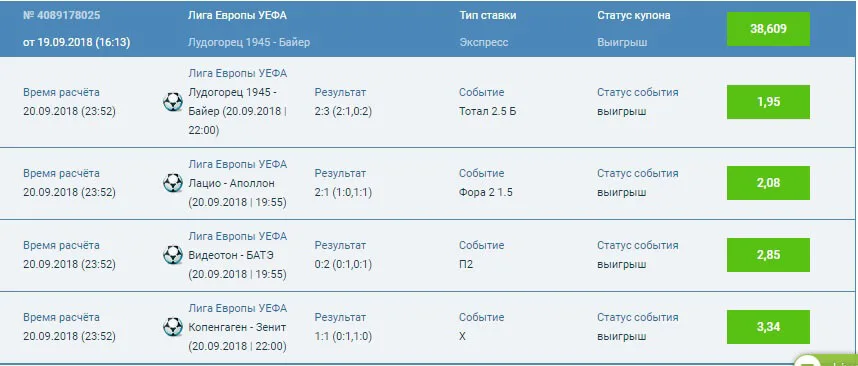 Скрин ставки