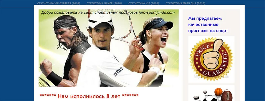 Внешний вид сайта ipro-sport