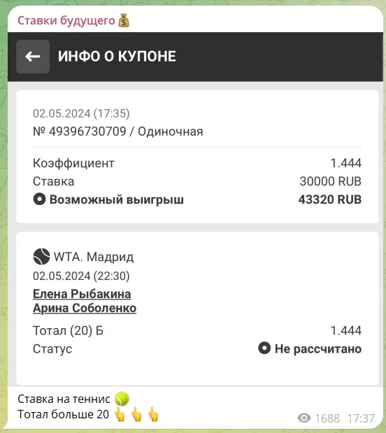 Бесплатные прогнозы на канале Телеграм Ставки будущего